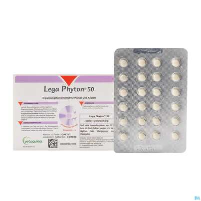 Sie sehen eine Packung Veterinaerprodukte Legaphyton Tabl 50 24st, Produktbild: 01 Veterinaerprodukte Legaphyton Tabl 50 24st, A-Nr.: 2027894 - 01