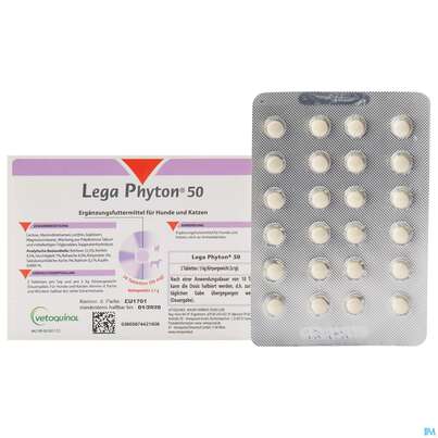 Sie sehen eine Packung Veterinaerprodukte Legaphyton Tabl 50 24st, Produktbild: 02 Veterinaerprodukte Legaphyton Tabl 50 24st, A-Nr.: 2027894 - 02