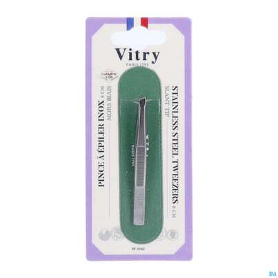 Sie sehen eine Packung Vitry Pinzette Rostfrei Schräg 1pc, Produktbild: 03 Vitry Pinzette Rostfrei Schräg 1pc, A-Nr.: 4633021 - 03
