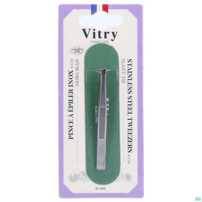 Sie sehen eine Packung Vitry Pinzette Rostfrei Schräg 1pc, Produktbild: 04 Vitry Pinzette Rostfrei Schräg 1pc, A-Nr.: 4633021 - 04
