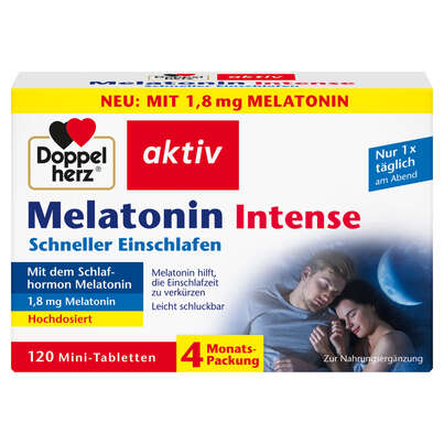 Sie sehen eine Packung Doppelherz Melatonin Intense, Produktbild: 01 Doppelherz Melatonin Intense, A-Nr.: 5678244 - 01