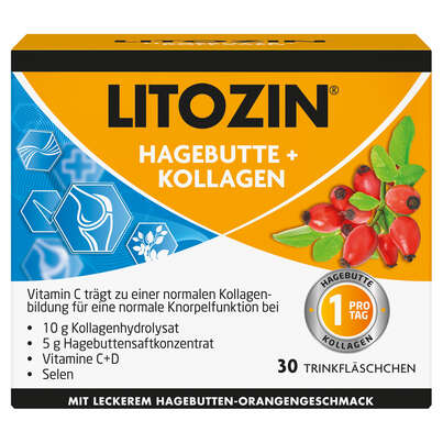 Sie sehen eine Packung LITOZIN Hagebutte + Kollagen, Produktbild: 01 LITOZIN Hagebutte + Kollagen, A-Nr.: 5968338 - 01