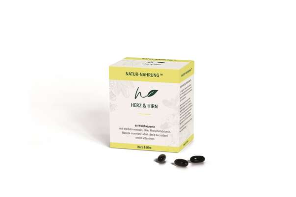 Sie sehen eine Packung NATUR-NAHRUNG™ Herz & Hirn 60 Weichkapseln, Produktbild: 01 NATUR-NAHRUNG™ Herz & Hirn 60 Weichkapseln, A-Nr.: 6046210 - 01