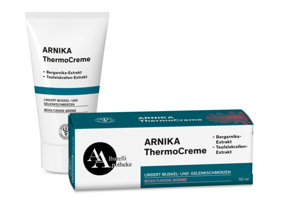 Sie sehen eine Packung THERMOCREME ARNIKA 50 ML, Produktbild: 01 THERMOCREME ARNIKA 50 ML, A-Nr.: 8030526 - 01