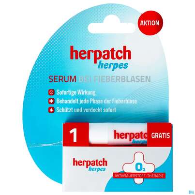 Sie sehen eine Packung Herpatch Bei Fieberblasen Serum 5ml, Produktbild: 01 Herpatch Bei Fieberblasen Serum 5ml, A-Nr.: 3943305 - 01
