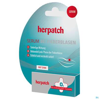Sie sehen eine Packung Herpatch Bei Fieberblasen Serum 5ml, Produktbild: 03 Herpatch Bei Fieberblasen Serum 5ml, A-Nr.: 3943305 - 03