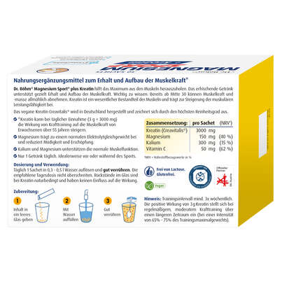 Sie sehen eine Packung Dr. Böhm® Magnesium Sport + Kreatin, Produktbild: 06 Dr. Böhm® Magnesium Sport + Kreatin, A-Nr.: 6114259 - 06
