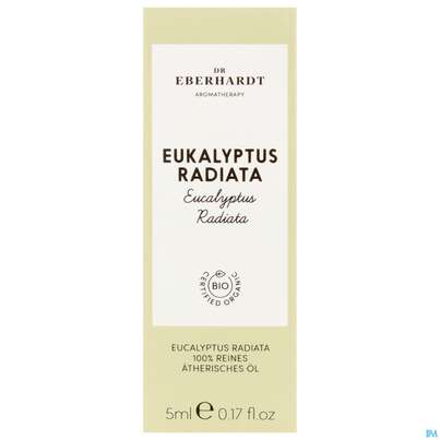 Sie sehen eine Packung Aetherische Oele Dr.eberhardt Bio Eukalyptus Radiata B 5ml, Produktbild: 01 Aetherische Oele Dr.eberhardt Bio Eukalyptus Radiata B 5ml, A-Nr.: 5765121 - 01