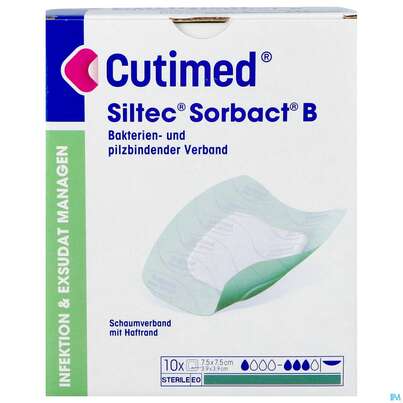 Sie sehen eine Packung Cutimed Sorbact/bsn Gelkompressen 7,5x 7,5cm G9 72 10st, Produktbild: 01 Cutimed Sorbact/bsn Gelkompressen 7,5x 7,5cm G9 72 10st, A-Nr.: 5655800 - 01