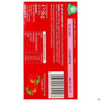 Sie sehen eine Packung Dr.Kottas Tee Summer Love 20st, Produktbild: 04 Dr.Kottas Tee Summer Love 20st, A-Nr.: 5893190 - 04