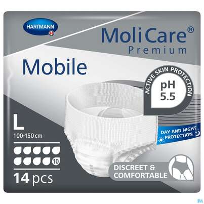 Inkontinenz Molicare Premium/mobile/10tropfen Schwart L 100-150cm 14st, A-Nr.: 4843764 - 01