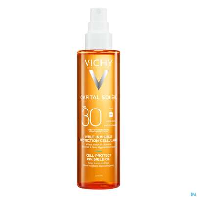 Sie sehen eine Packung Sonnenprodukte Vichy/capital Soleil Cell Protect Oil Lsf30 200ml, Produktbild: 01 Sonnenprodukte Vichy/capital Soleil Cell Protect Oil Lsf30 200ml, A-Nr.: 5921182 - 01