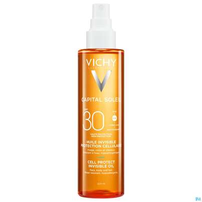 Sie sehen eine Packung Sonnenprodukte Vichy/capital Soleil Cell Protect Oil Lsf30 200ml, Produktbild: 02 Sonnenprodukte Vichy/capital Soleil Cell Protect Oil Lsf30 200ml, A-Nr.: 5921182 - 02