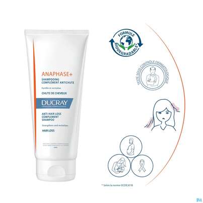 Sie sehen eine Packung Ducray Anaphase+ Ergänzungs-shampoo Gegen Haarausfall 200ml, Produktbild: 22 Ducray Anaphase+ Ergänzungs-shampoo Gegen Haarausfall 200ml, A-Nr.: 4541046 - 22