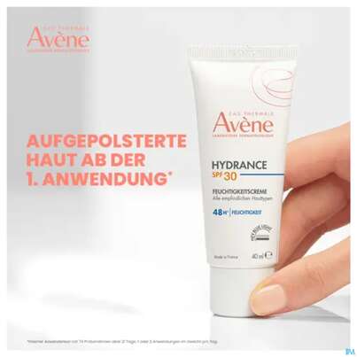 Sie sehen eine Packung Avene Hydrance Feuchtigkeitscreme Spf30 40ml, Produktbild: 14 Avene Hydrance Feuchtigkeitscreme Spf30 40ml, A-Nr.: 5961402 - 14