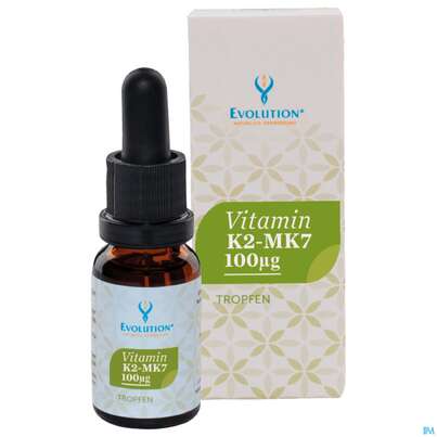 Sie sehen eine Packung Vitamin K2 Mk7/tropfen 100mcg Evolution 15ml, Produktbild: 01 Vitamin K2 Mk7/tropfen 100mcg Evolution 15ml, A-Nr.: 5844116 - 01