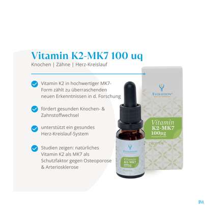 Sie sehen eine Packung Vitamin K2 Mk7/tropfen 100mcg Evolution 15ml, Produktbild: 04 Vitamin K2 Mk7/tropfen 100mcg Evolution 15ml, A-Nr.: 5844116 - 04