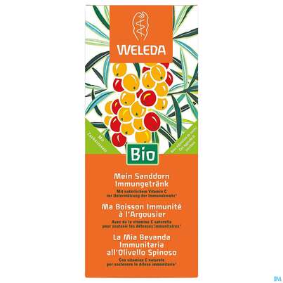 Sie sehen eine Packung Weleda Mein Sanddorn Immungetraenk 200ml, Produktbild: 02 Weleda Mein Sanddorn Immungetraenk 200ml, A-Nr.: 5829111 - 02