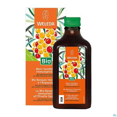 Sie sehen eine Packung Weleda Mein Sanddorn Immungetraenk 200ml, Produktbild: 05 Weleda Mein Sanddorn Immungetraenk 200ml, A-Nr.: 5829111 - 05