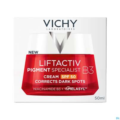 Sie sehen eine Packung Vichy Liftactiv B3 Anti-pigmentflecken Creme Lsf50 50ml, Produktbild: 04 Vichy Liftactiv B3 Anti-pigmentflecken Creme Lsf50 50ml, A-Nr.: 5662504 - 04