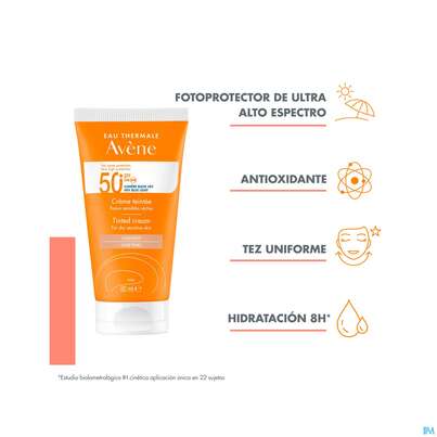 Sie sehen eine Packung Avène Getönte Sonnencreme Spf 50+ 50ml, Produktbild: 17 Avène Getönte Sonnencreme Spf 50+ 50ml, A-Nr.: 5598953 - 17