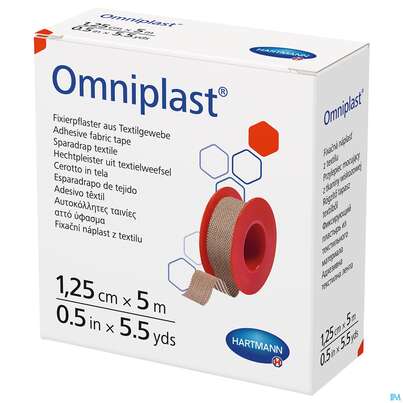 Sie sehen eine Packung Fixierpflaster Omniplast 5mx 1,25cm 1st, Produktbild: 03 Fixierpflaster Omniplast 5mx 1,25cm 1st, A-Nr.: 1565980 - 03