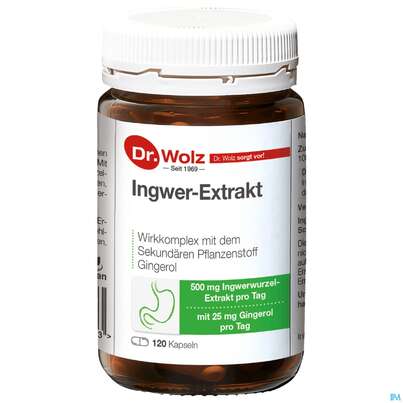 Sie sehen eine Packung Ingwer Kapseln Extrakt Dr.wolz Nr 60547 120st, Produktbild: 02 Ingwer Kapseln Extrakt Dr.wolz Nr 60547 120st, A-Nr.: 4297741 - 02
