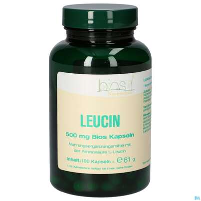 Sie sehen eine Packung Bios Leucin 500mg 100 Kapseln, Produktbild: 01 Bios Leucin 500mg 100 Kapseln, A-Nr.: 4247097 - 01