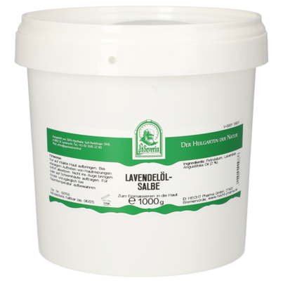 Sie sehen eine Packung LAVENDELOELSALBE 1000 G, Produktbild: 01 LAVENDELOELSALBE 1000 G, A-Nr.: 5062000 - 01