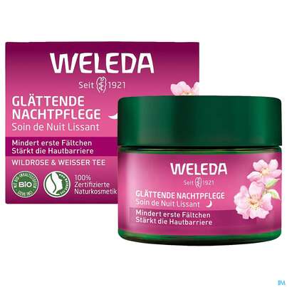 Sie sehen eine Packung Weleda Wildrose/+weisser Tee Glaettende Nachtpflege 40ml, Produktbild: 06 Weleda Wildrose/+weisser Tee Glaettende Nachtpflege 40ml, A-Nr.: 5838179 - 06
