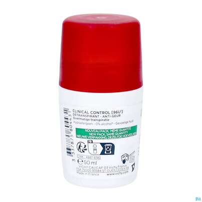 Sie sehen eine Packung Vichy Deodorant Antitranspirant/roll-on Clinical Contr 96h 50ml, Produktbild: 05 Vichy Deodorant Antitranspirant/roll-on Clinical Contr 96h 50ml, A-Nr.: 5571575 - 05