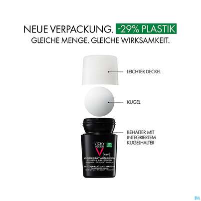 Sie sehen eine Packung Vichy Homme Deodorant Empfindl.haut 48h 50ml, Produktbild: 06 Vichy Homme Deodorant Empfindl.haut 48h 50ml, A-Nr.: 3724394 - 06