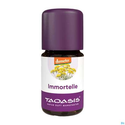 Sie sehen eine Packung Aetherische Oele Taoasis Bio Immortelle 5ml, Produktbild: 01 Aetherische Oele Taoasis Bio Immortelle 5ml, A-Nr.: 3494942 - 01