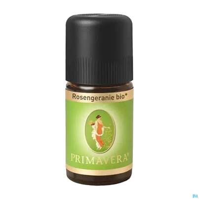 Sie sehen eine Packung Aetherische Oele Primavera Rosengeranie Bio 5ml, Produktbild: 03 Aetherische Oele Primavera Rosengeranie Bio 5ml, A-Nr.: 2305318 - 03