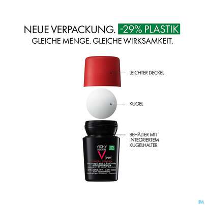 Sie sehen eine Packung Vichy Homme Deodorant/roll-on 96h Antitranspirant Clinic 50ml, Produktbild: 07 Vichy Homme Deodorant/roll-on 96h Antitranspirant Clinic 50ml, A-Nr.: 5571581 - 07