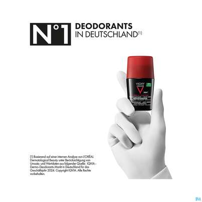 Sie sehen eine Packung Vichy Homme Deodorant/roll-on 96h Antitranspirant Clinic 50ml, Produktbild: 08 Vichy Homme Deodorant/roll-on 96h Antitranspirant Clinic 50ml, A-Nr.: 5571581 - 08
