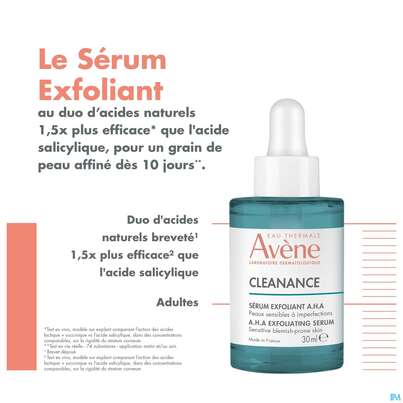 Sie sehen eine Packung Avene Cleanance A.h.a Serum 30ml, Produktbild: 15 Avene Cleanance A.h.a Serum 30ml, A-Nr.: 5799634 - 15