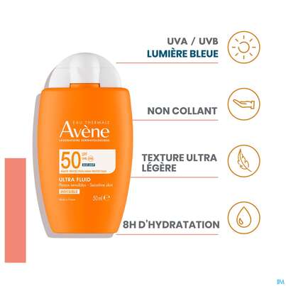 Sie sehen eine Packung Sonnenprodukte Avene Ultra/fluid Invisible Lf50 50ml, Produktbild: 28 Sonnenprodukte Avene Ultra/fluid Invisible Lf50 50ml, A-Nr.: 5826414 - 28