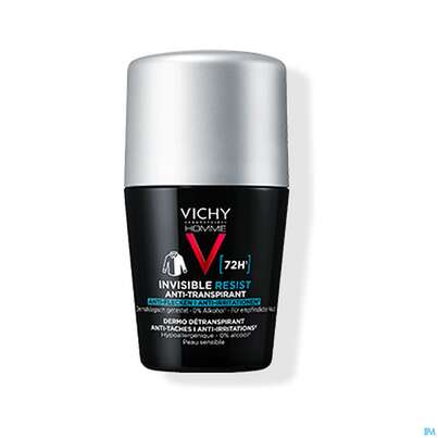 Sie sehen eine Packung Vichy Homme Deo/roll-on 72h Anti-flecken Invisible 50ml, Produktbild: 03 Vichy Homme Deo/roll-on 72h Anti-flecken Invisible 50ml, A-Nr.: 5818308 - 03