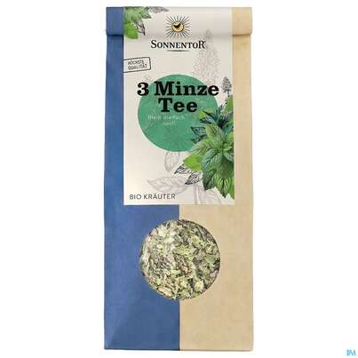 Sie sehen eine Packung Sonnentor Bio/3-minze-tee Lose 01241 50g, Produktbild: 01 Sonnentor Bio/3-minze-tee Lose 01241 50g, A-Nr.: 5804743 - 01