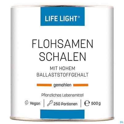 Sie sehen eine Packung Flohsamenschalen Ganz Life Light 500g, Produktbild: 01 Flohsamenschalen Ganz Life Light 500g, A-Nr.: 2336483 - 01