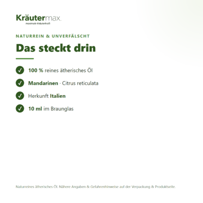 Sie sehen eine Packung Mandarinen Öl 10 ml, Produktbild: 03 Mandarinen Öl 10 ml, A-Nr.: 4318779 - 03