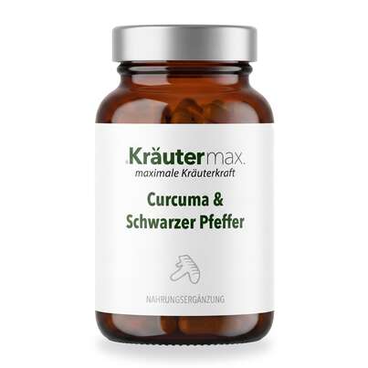 Sie sehen eine Packung Curcuma mit Pfeffer Kapseln 90 Stück, Produktbild: 01 Curcuma mit Pfeffer Kapseln 90 Stück, A-Nr.: 5968953 - 01