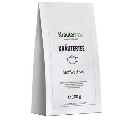 Sie sehen eine Packung Stoffwechsel Tee 100 g, Produktbild: 01 Stoffwechsel Tee 100 g, A-Nr.: 6017680 - 01