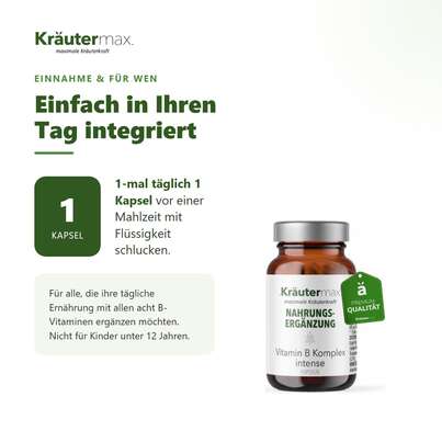 Sie sehen eine Packung Vitamin B Komplex intense Kapseln 60 Stück, Produktbild: 04 Vitamin B Komplex intense Kapseln 60 Stück, A-Nr.: 5083284 - 04