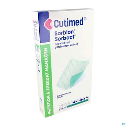 Sie sehen eine Packung Cutimed Sorbion Sorbact Steril Bakterienbind.+absorb. Wundauflage 10x20cm 72698 10st, Produktbild: 04 Cutimed Sorbion Sorbact Steril Bakterienbind.+absorb. Wundauflage 10x20cm 72698 10st, A-Nr.: 4750229 - 04