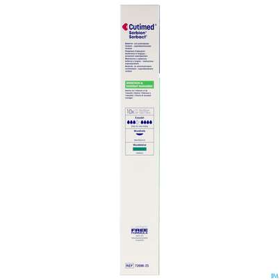 Sie sehen eine Packung Cutimed Sorbion Sorbact Steril Bakterienbind.+absorb. Wundauflage 10x20cm 72698 10st, Produktbild: 09 Cutimed Sorbion Sorbact Steril Bakterienbind.+absorb. Wundauflage 10x20cm 72698 10st, A-Nr.: 4750229 - 09