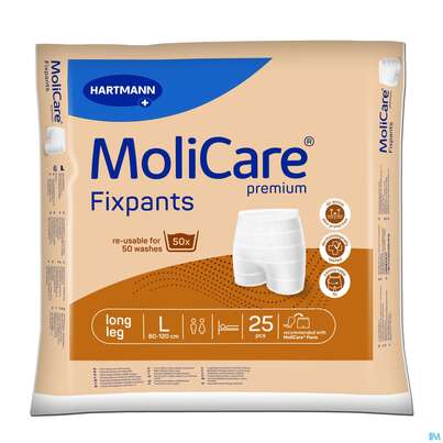 Sie sehen eine Packung Inkontinenz Molicare Fixpants/premium Long Leg L Braun 25st, Produktbild: 02 Inkontinenz Molicare Fixpants/premium Long Leg L Braun 25st, A-Nr.: 3208907 - 02