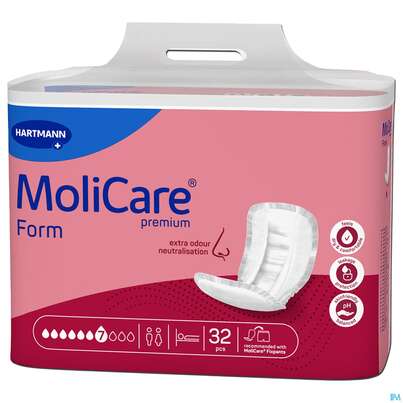 Sie sehen eine Packung Inkontinenz Molicare Premium Form 7 Tropfen 32st, Produktbild: 01 Inkontinenz Molicare Premium Form 7 Tropfen 32st, A-Nr.: 5646540 - 01