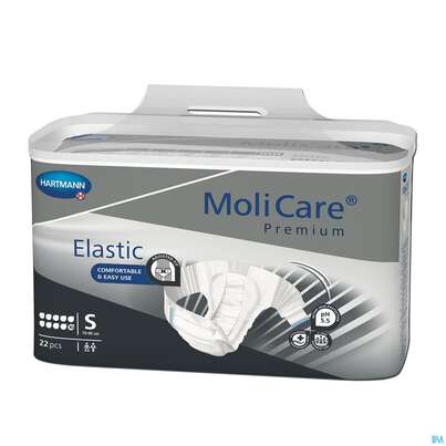 Sie sehen eine Packung Inkontinenz Molicare Premium/elastic 10 Tropfen S 22st, Produktbild: 01 Inkontinenz Molicare Premium/elastic 10 Tropfen S 22st, A-Nr.: 5174259 - 01